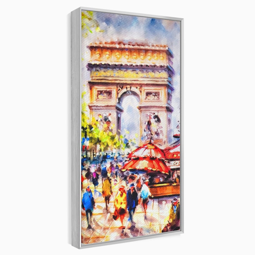 Tablou canvas cu tablou canvas cu arcul de triumf, in rama de aluminiu argintiu